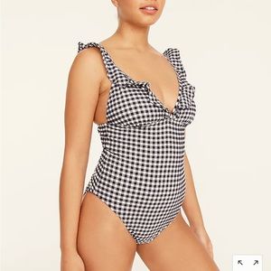 JCrew Gingham Flutter One Piece Sz 8 (Fits 6)